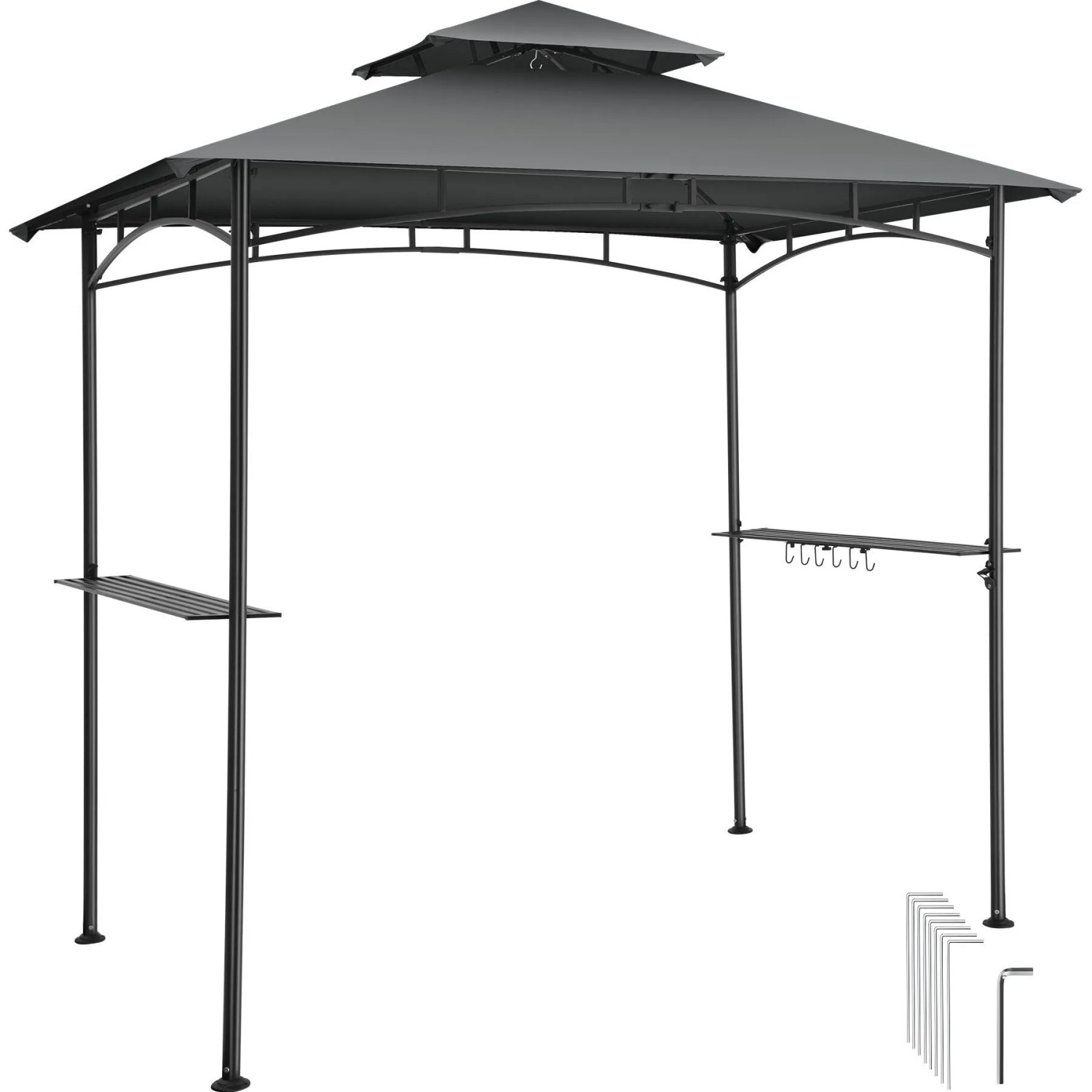 Tectake Grillpavillon Maracaibo Wetterfest Mit Uv Schutz Doppeldachsystem  Flaschenöffner Am Gestell  240 x 150 x 250 cm Anthrazit