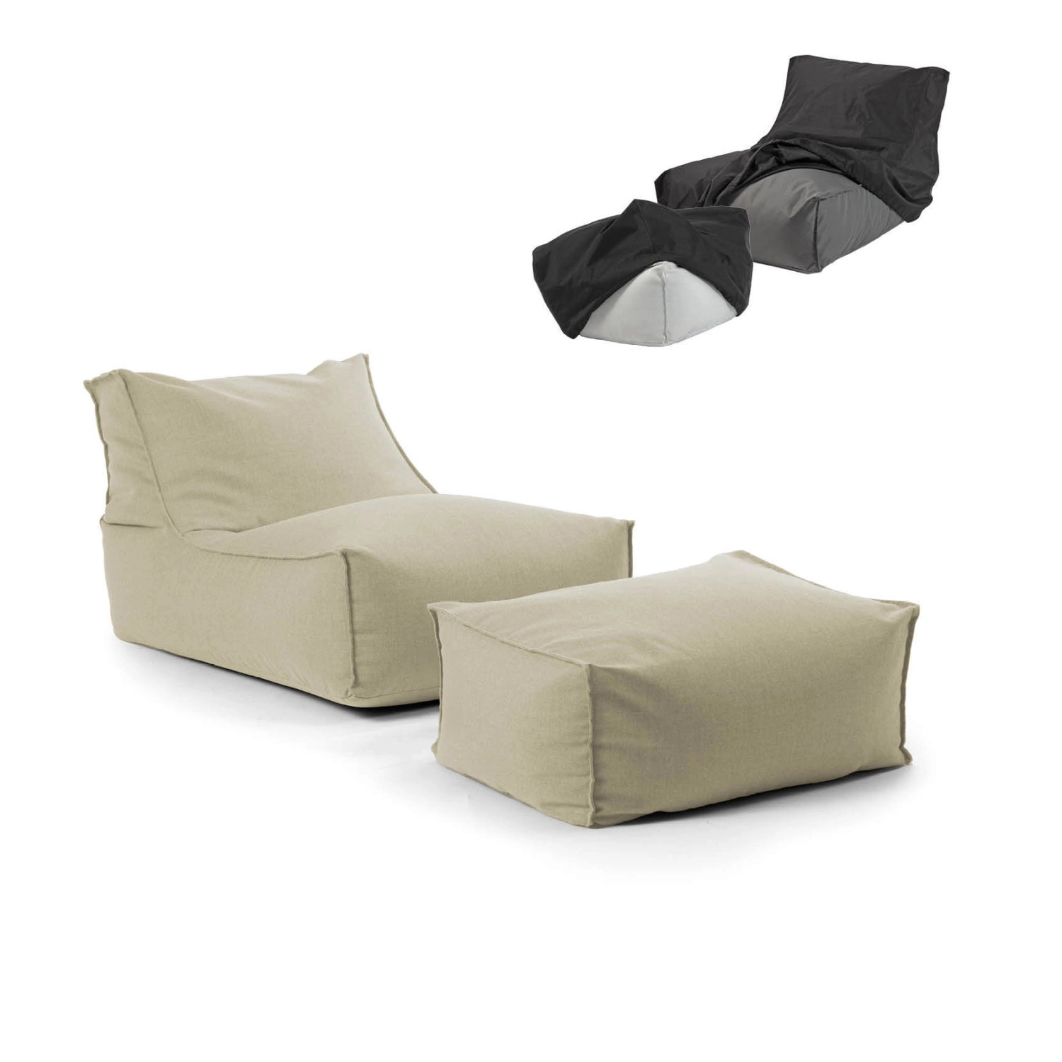 mokebo Outdoor Sitzsack und Pouf Der Sundowner Bean Bag mit Füllung und Hoc günstig online kaufen