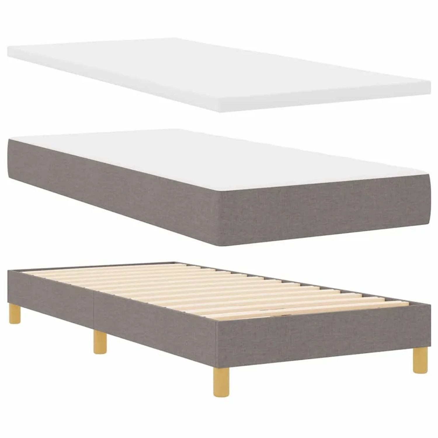 vidaXL Boxspringbett mit Matratze 90x200 cm Stoff Taupe 3340266 günstig online kaufen