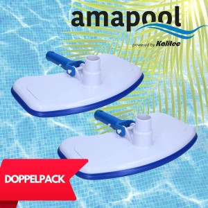 Amapool Bodensauger Basics, 2er Set für die Poolreinigung. Bürste in Blau/Weiß.