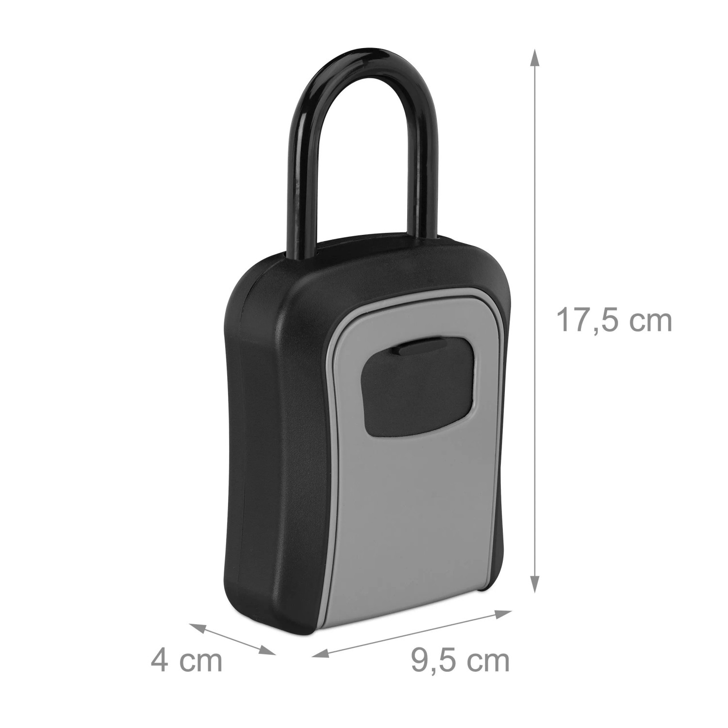 Relaxdays Schlüsseltresor Aluminium Schwarz mit Bügel Zahlencode 17,5 cm x 9,5 cm x 4 cm_4