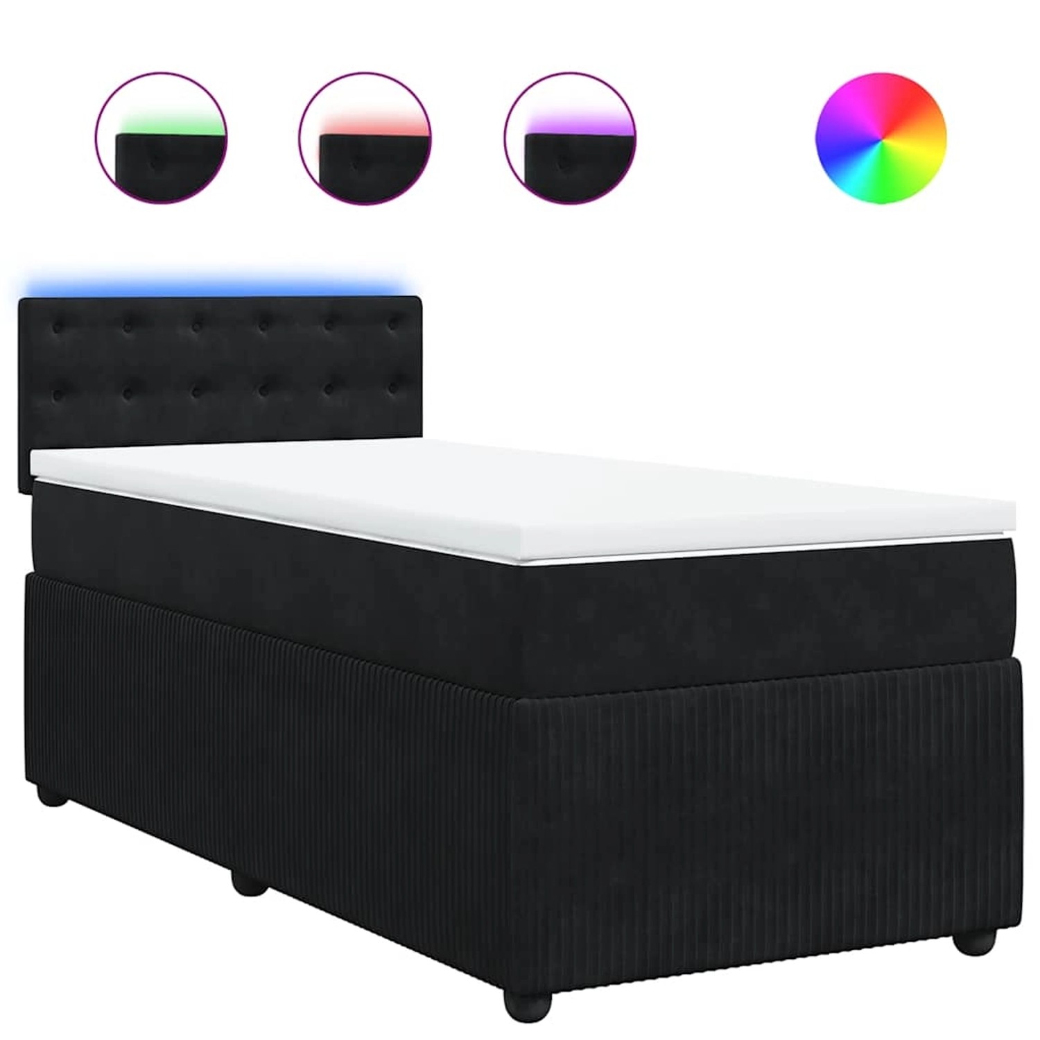 vidaXL Boxspringbett mit Matratze Schwarz 100x200 cm Samt 3289976 günstig online kaufen