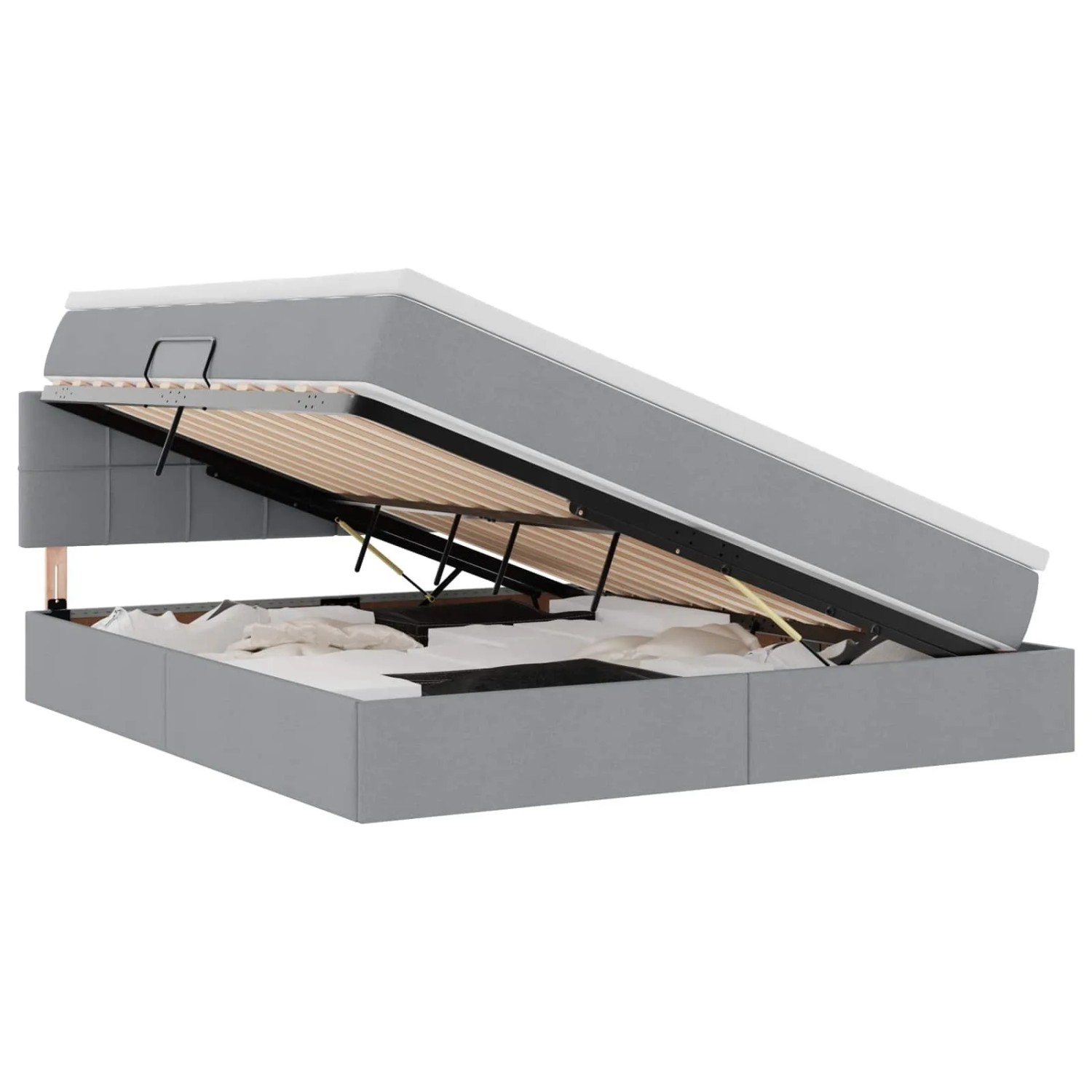 vidaXL Bett mit Stauraum und LED Hellgrau 160 x 200 cm Polyester 3371154 günstig online kaufen