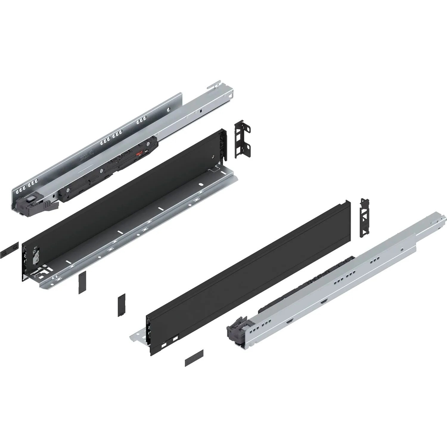 Blum Legrabox Pure Set Höhe N Tip-On Vollauszug 550 mm 70 kg Carbonschwarz 1 Paar