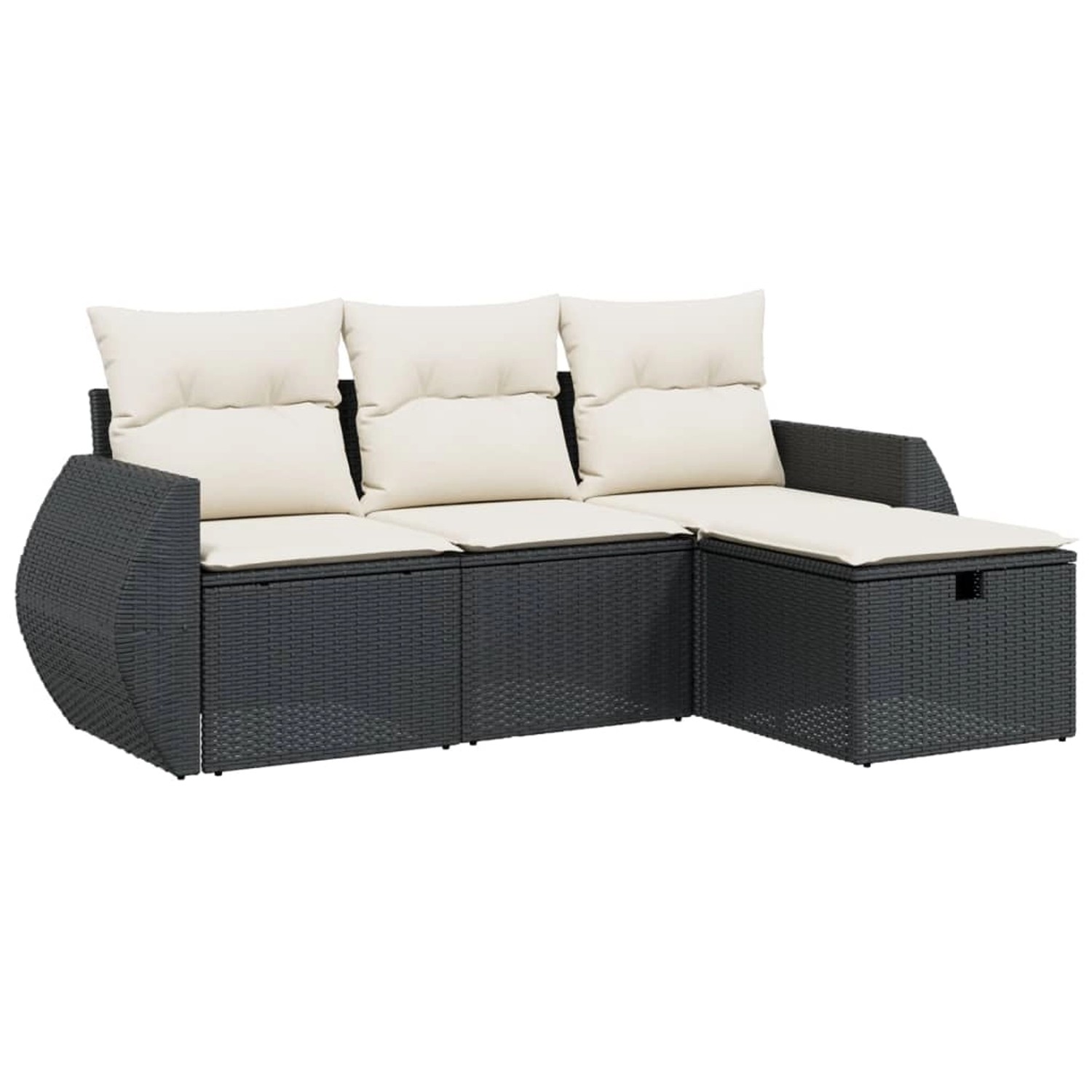 vidaXL 4-tlg Garten-Sofagarnitur mit Kissen Schwarz Poly Rattan Modell 46 günstig online kaufen