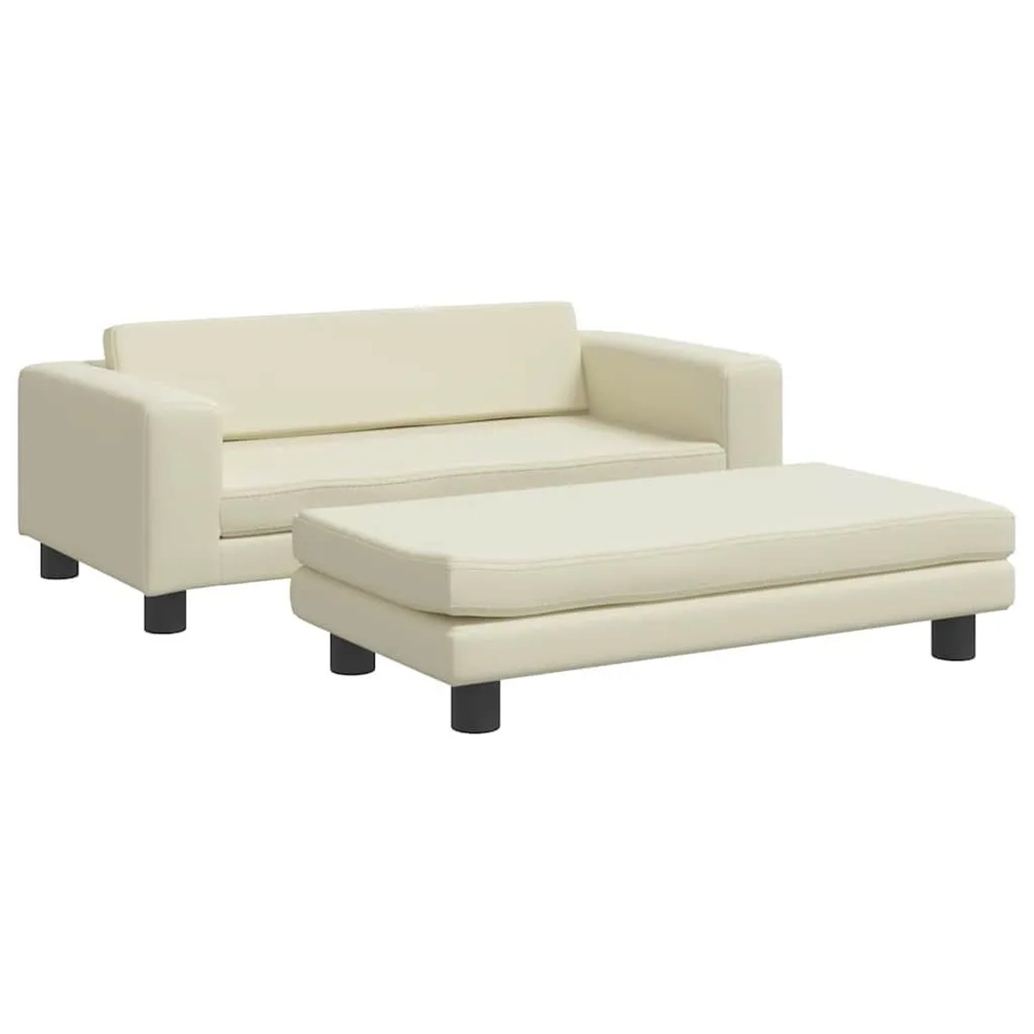 vidaXL Kindersofa mit Hocker Creme 100x50x30 cm Kunstleder 3196415