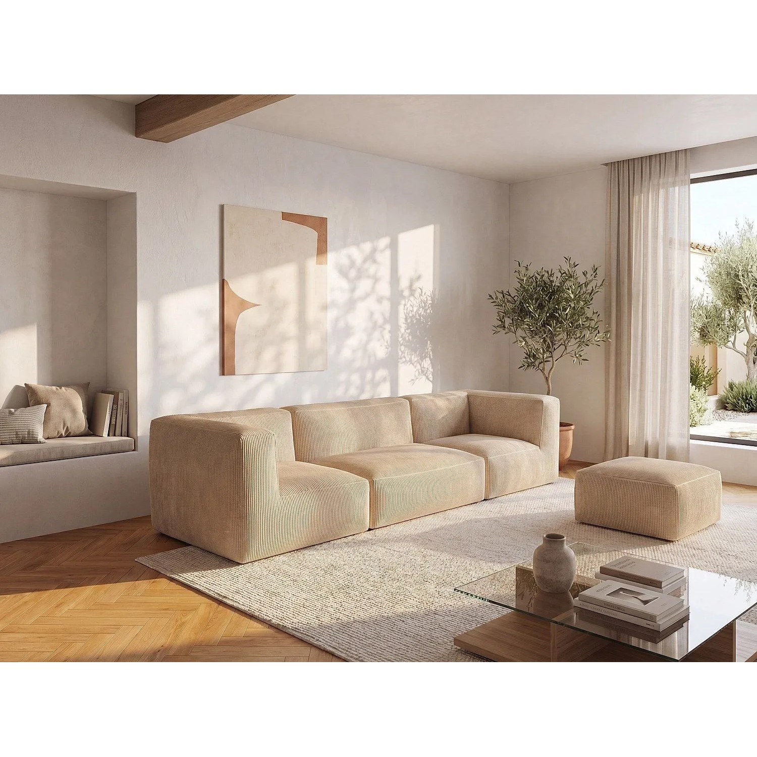 Vente-unique Modulierbares Sofa Noumara Beige 70 cm  325 cm