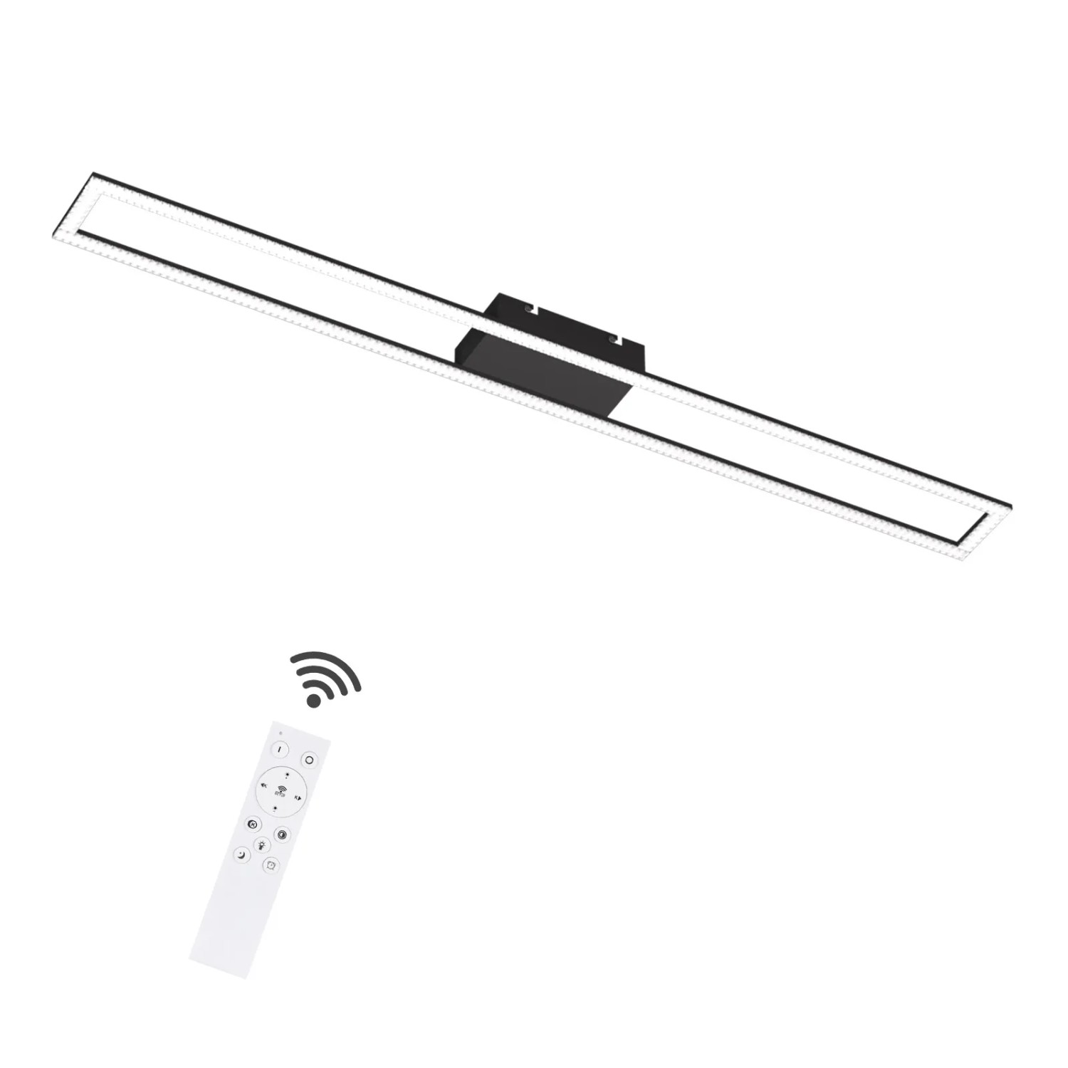 ZMH LED Deckenlampe Modern Schwarz Dimmbar 108cm Mit Fernbedienung