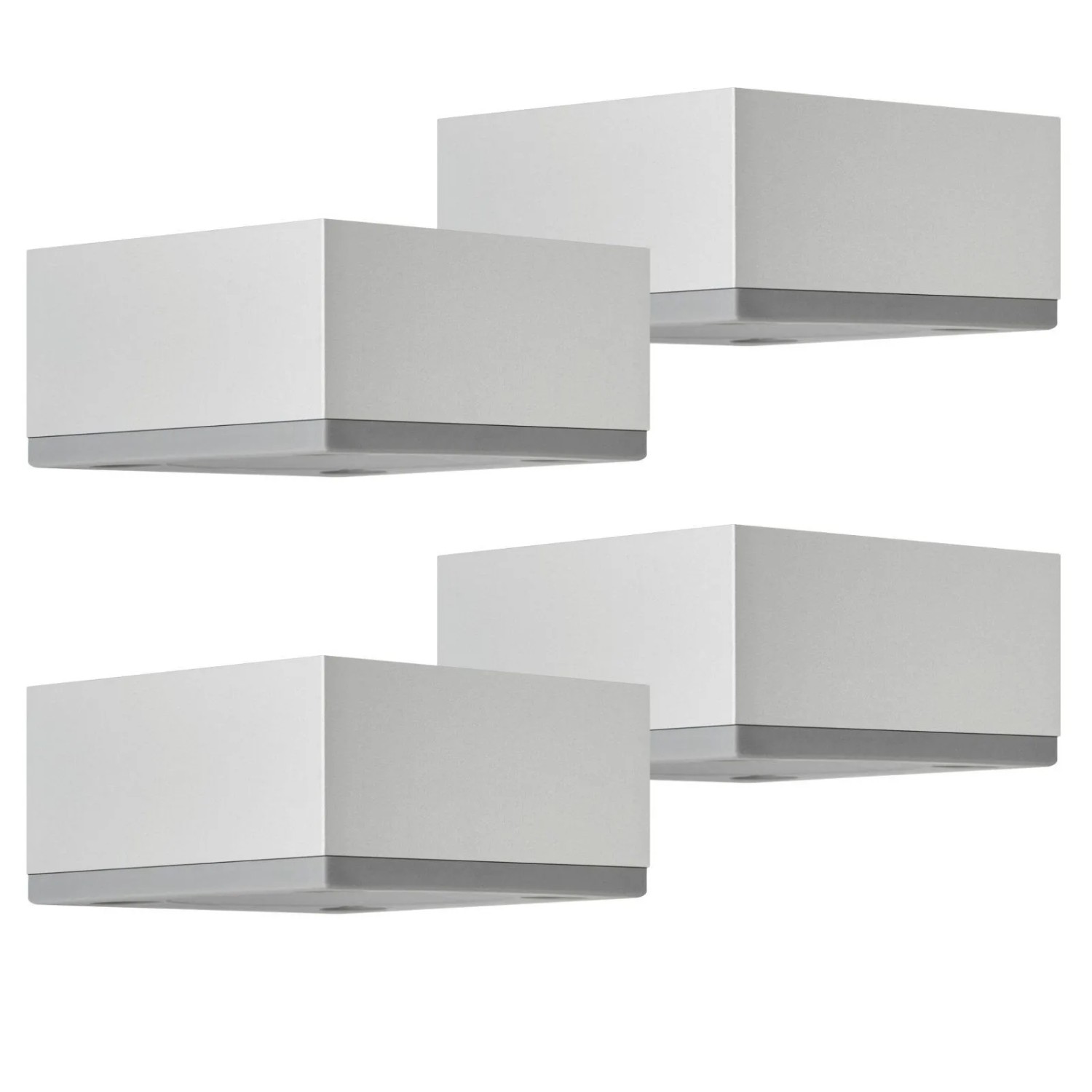 SOTECH 4er Set Möbelfüße MOTEL 65 x 65 mm Höhe 35 mm Silberoptik Eloxiert
