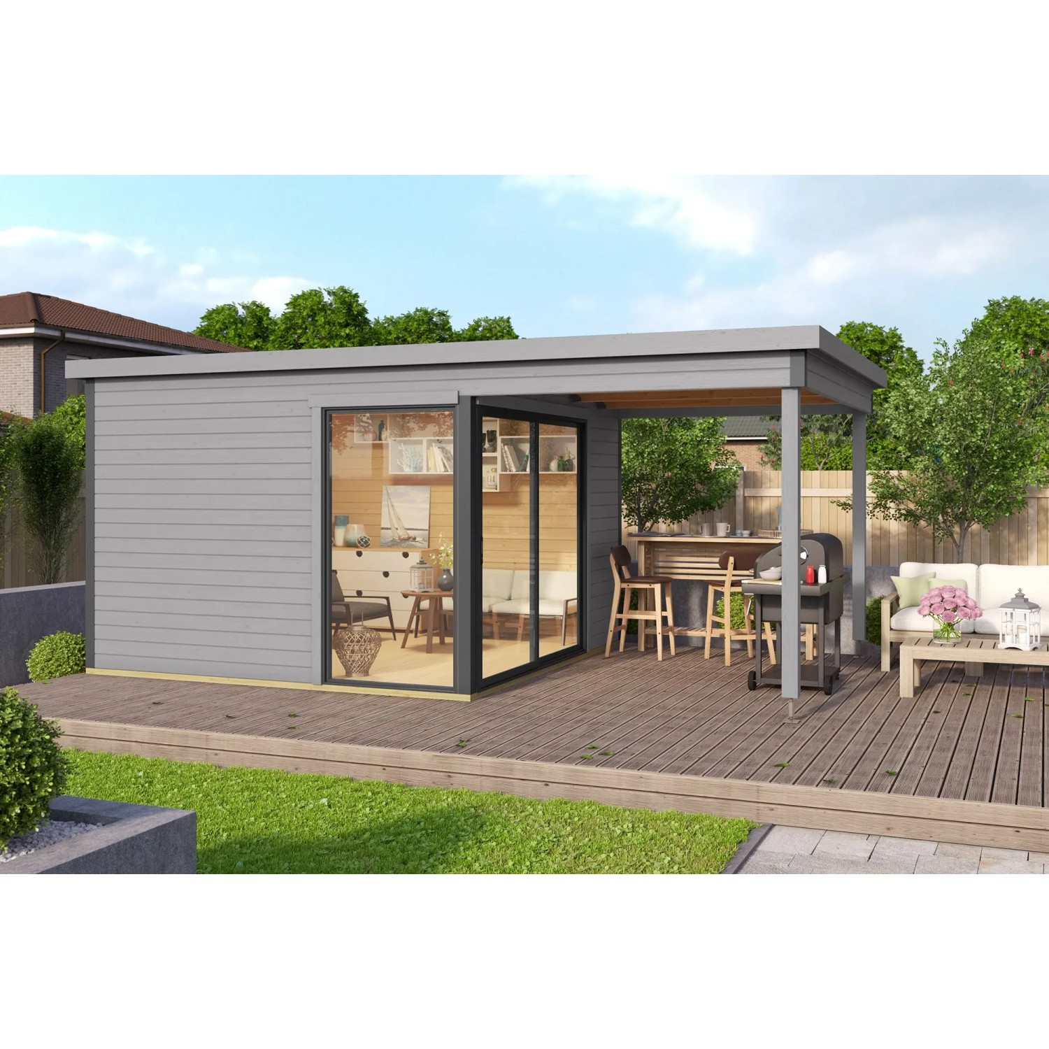 Lasita Gartenhaus Domeo 2 Lichtgrau 504,4 cm x 300 cm