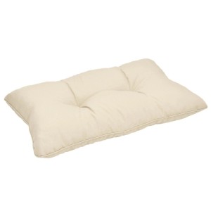 Naturfarbenes Beautissu Xluna Lounge Rückenkissen 70x40x12cm, weich gepolstert für Gartenmöbel mit Paspelierung.