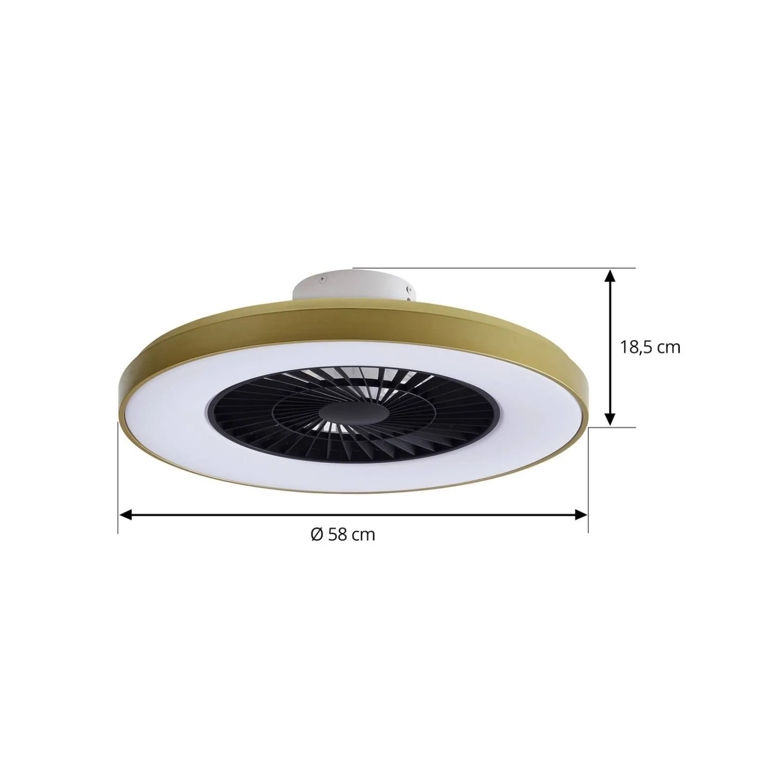 Lindby LED Deckenventilator mit Lampe Teleo 10022132 Dimmbar Leselampe Modern in Gold Messing 1-flammig Wohnzimmerleuchte_5