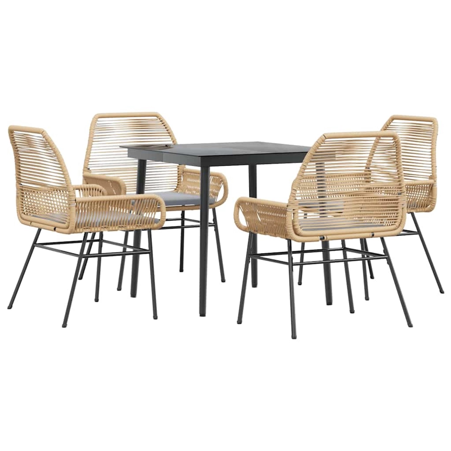 vidaXL 5-Tlg Garten-Essgruppe mit Kissen Braun Poly Rattan Glas 3334472 günstig online kaufen