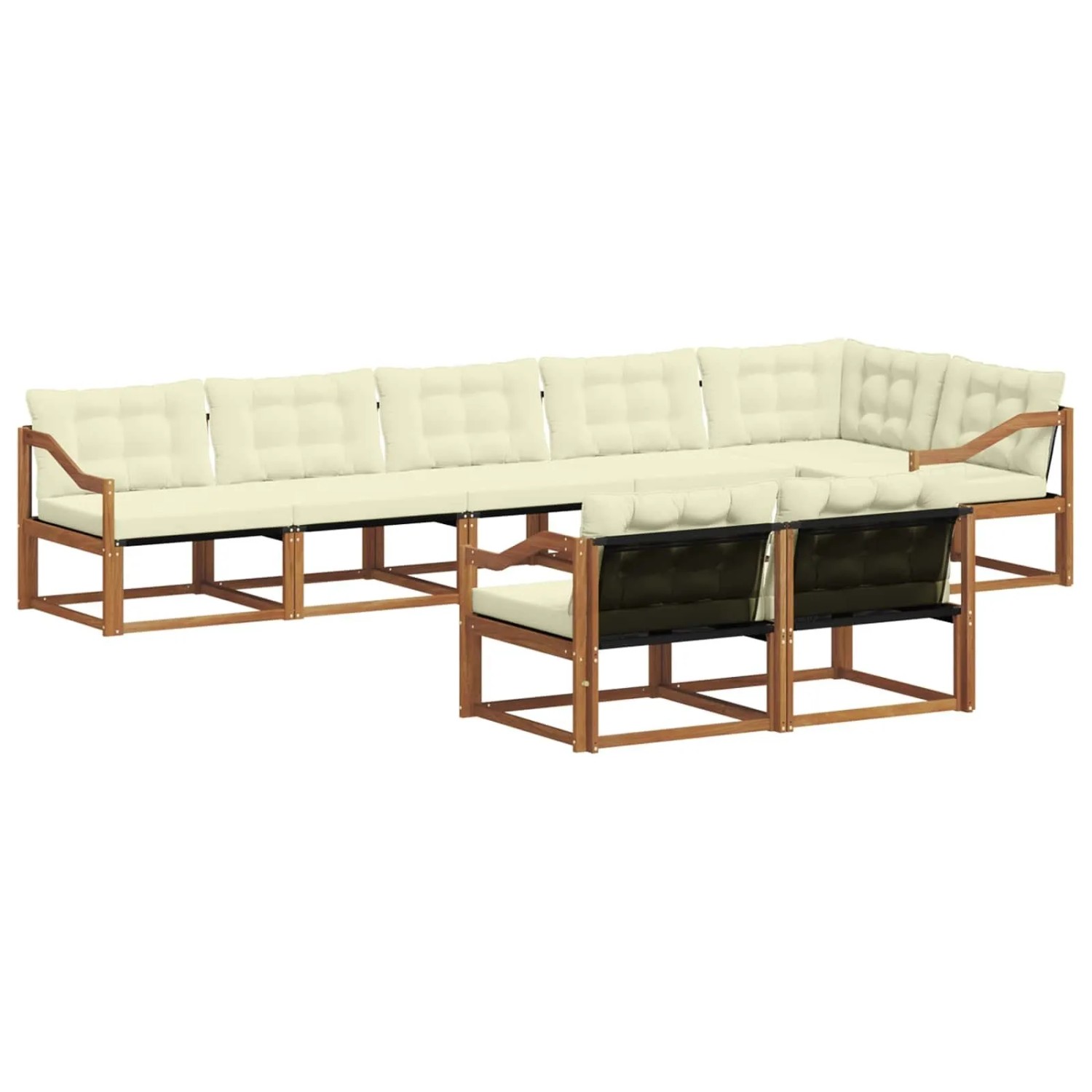 vidaXL Outdoor-Sofagarnitur mit Kissen 8-Tlg Natur und Creme 3369585