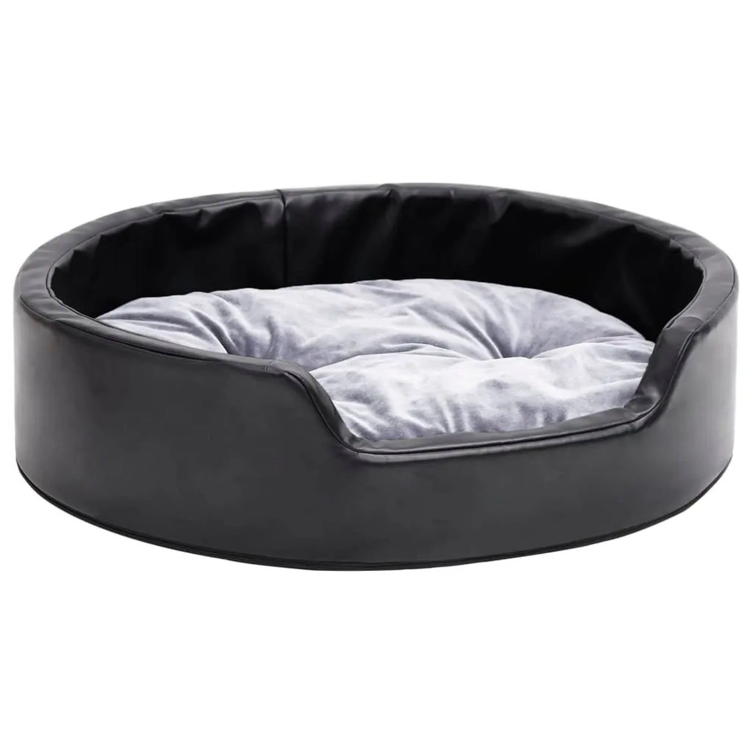 vidaXL Hundebett Schwarz-Grau 69x59x19 cm Plüsch und Kunstleder 171253