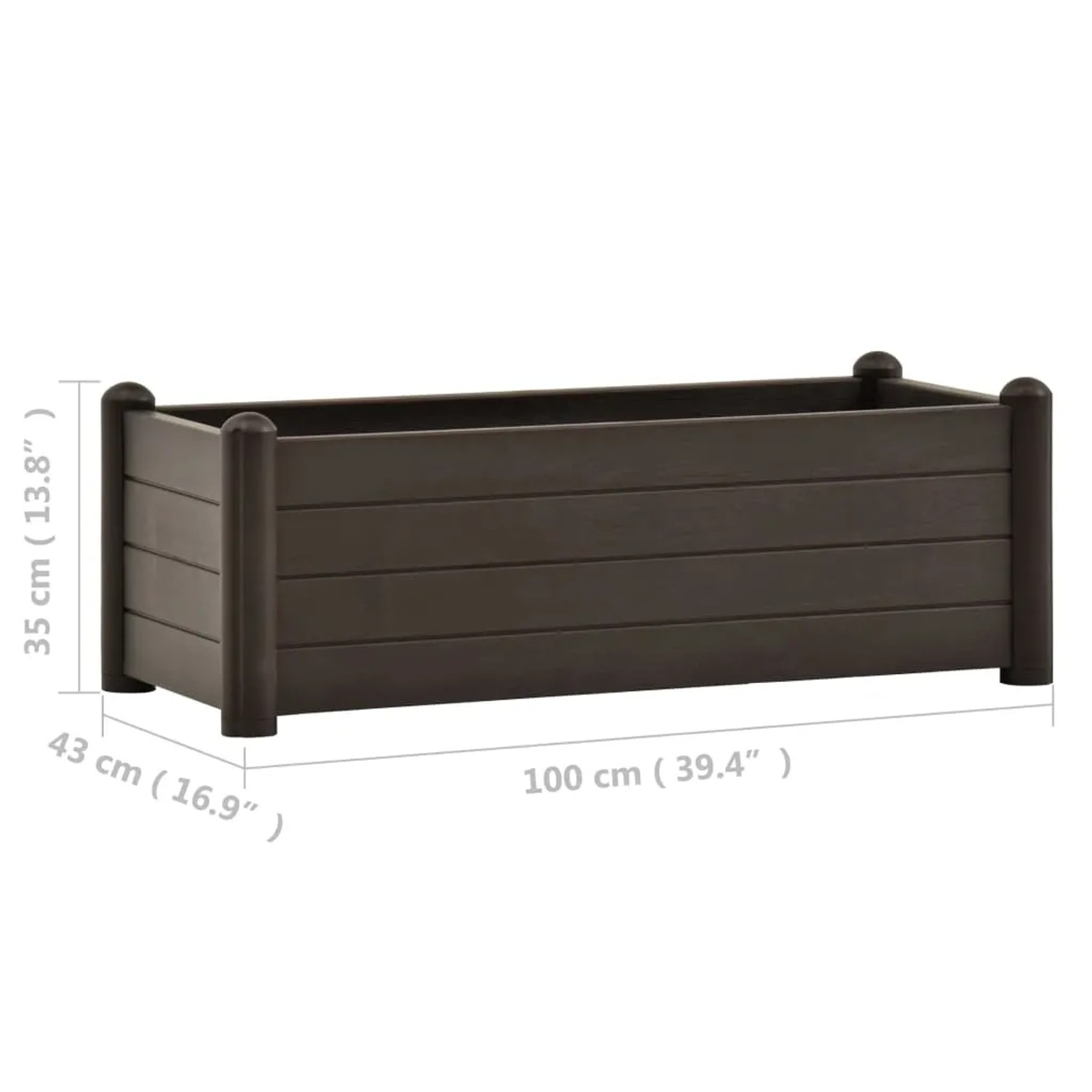 VidaXL Garten-Hochbeet, Mokka, 100x43x35 cm, aus PP-Kunststoff. Ideal für Garten, Terrasse oder Balkon.
