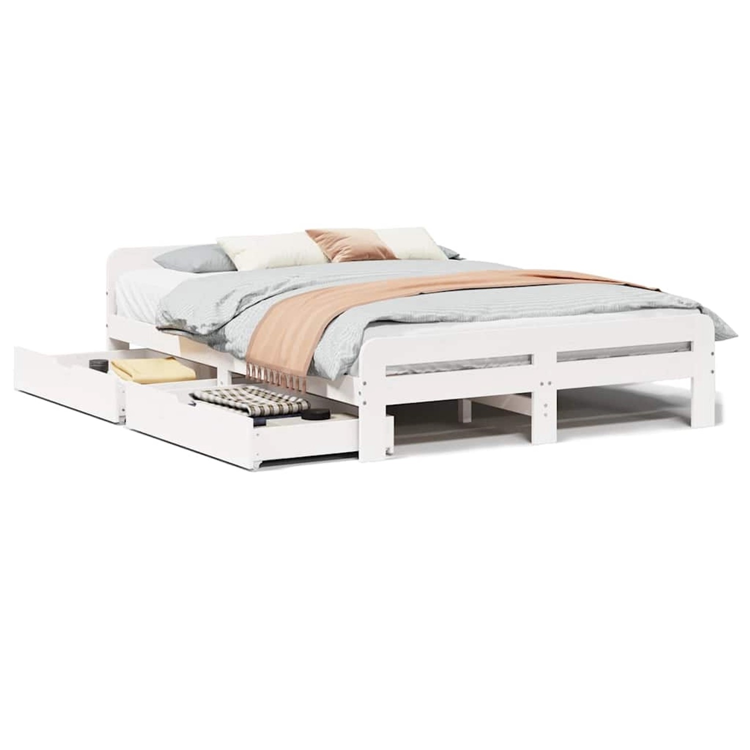 vidaXL Massivholzbett ohne Matratze Weiß 160x200 Kiefernholz 3309033 günstig online kaufen