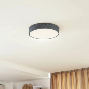 Moderne Lindby LED Smart Home Deckenlampe Elmor in Alu-Optik, 45 cm Durchmesser, für Wohnzimmer.