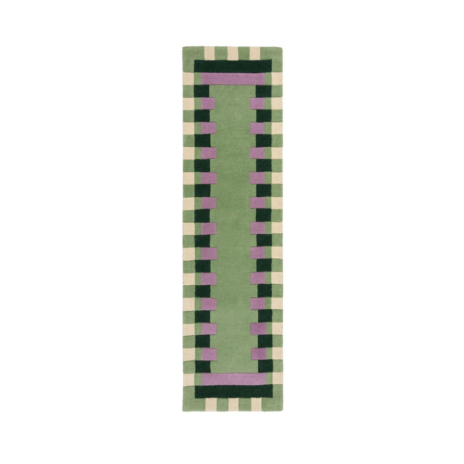 Flair Rugs Wollteppich Kai Wool Border 60 cm x 230 cm Grün