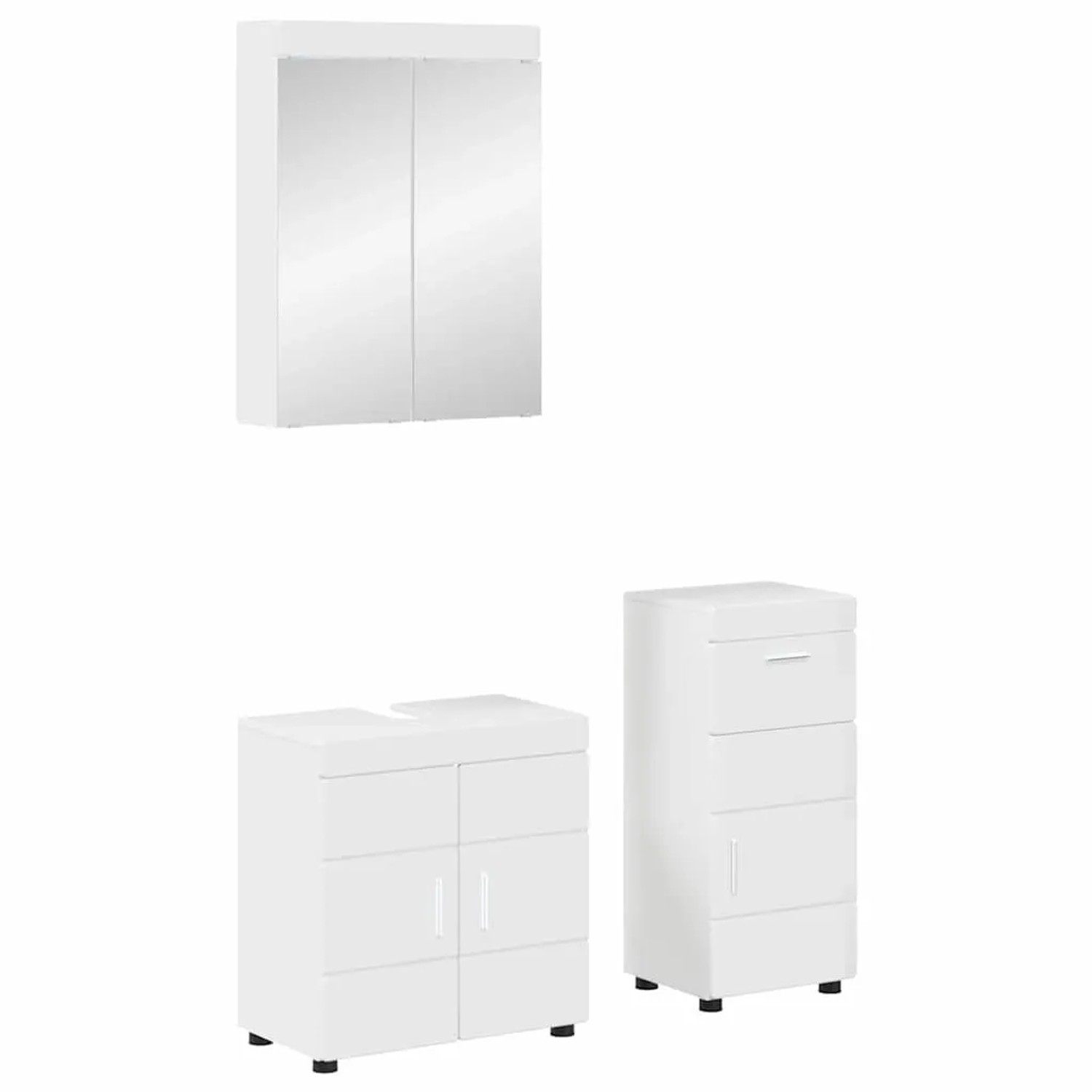vidaXL Badezimmermöbel-Set mit Tür TULUM Hochglanz Weiß Holzwerkstoff 3398028