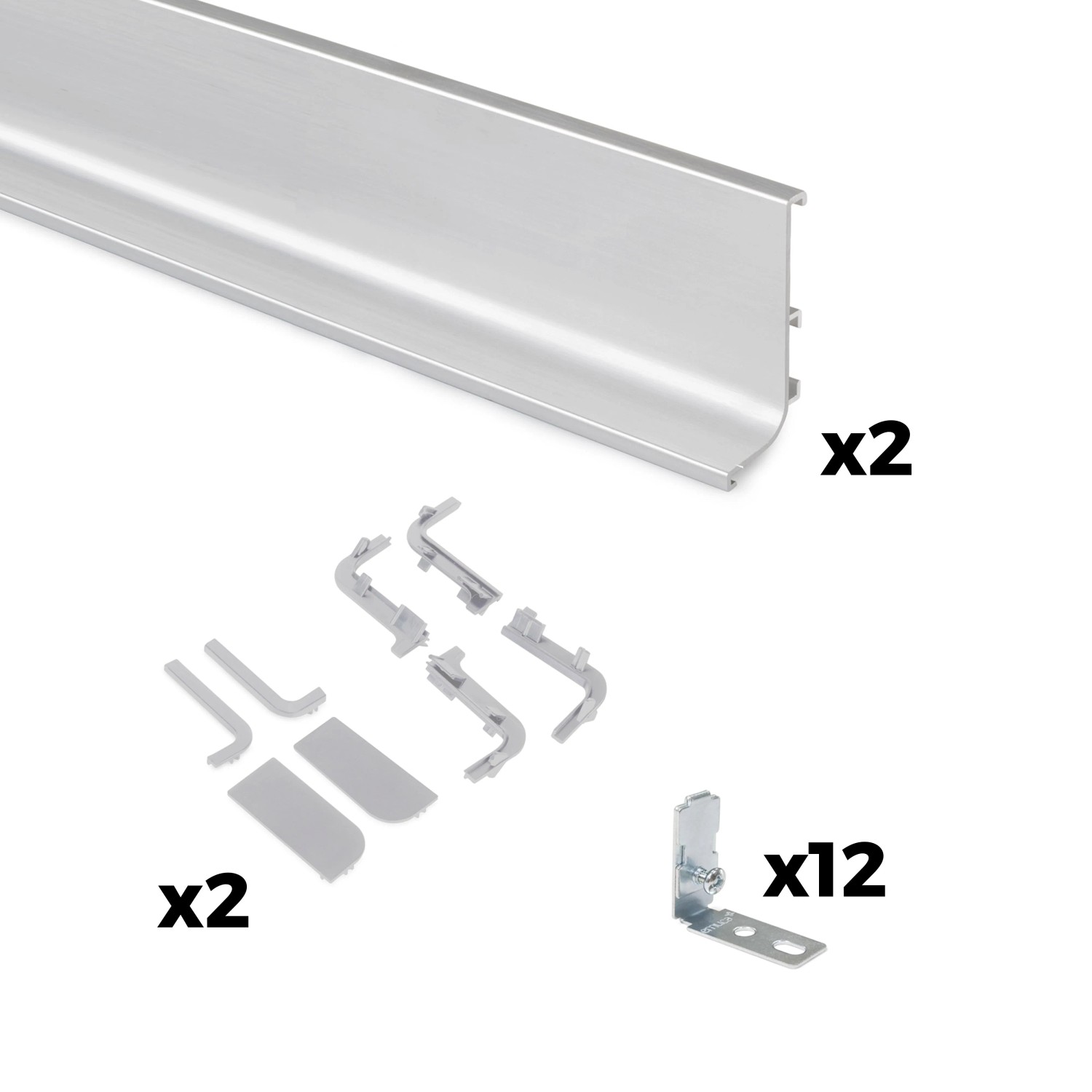 Emuca Lot mit 2 AufLotProfile Gola für Küchenmöbel Länge 2.35 m mit Zubehör Aluminium Schwarz Lackiert