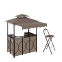 Costway Grillpavillon mit Bar und 2 Barhockern Doppeldach & Markise Braun