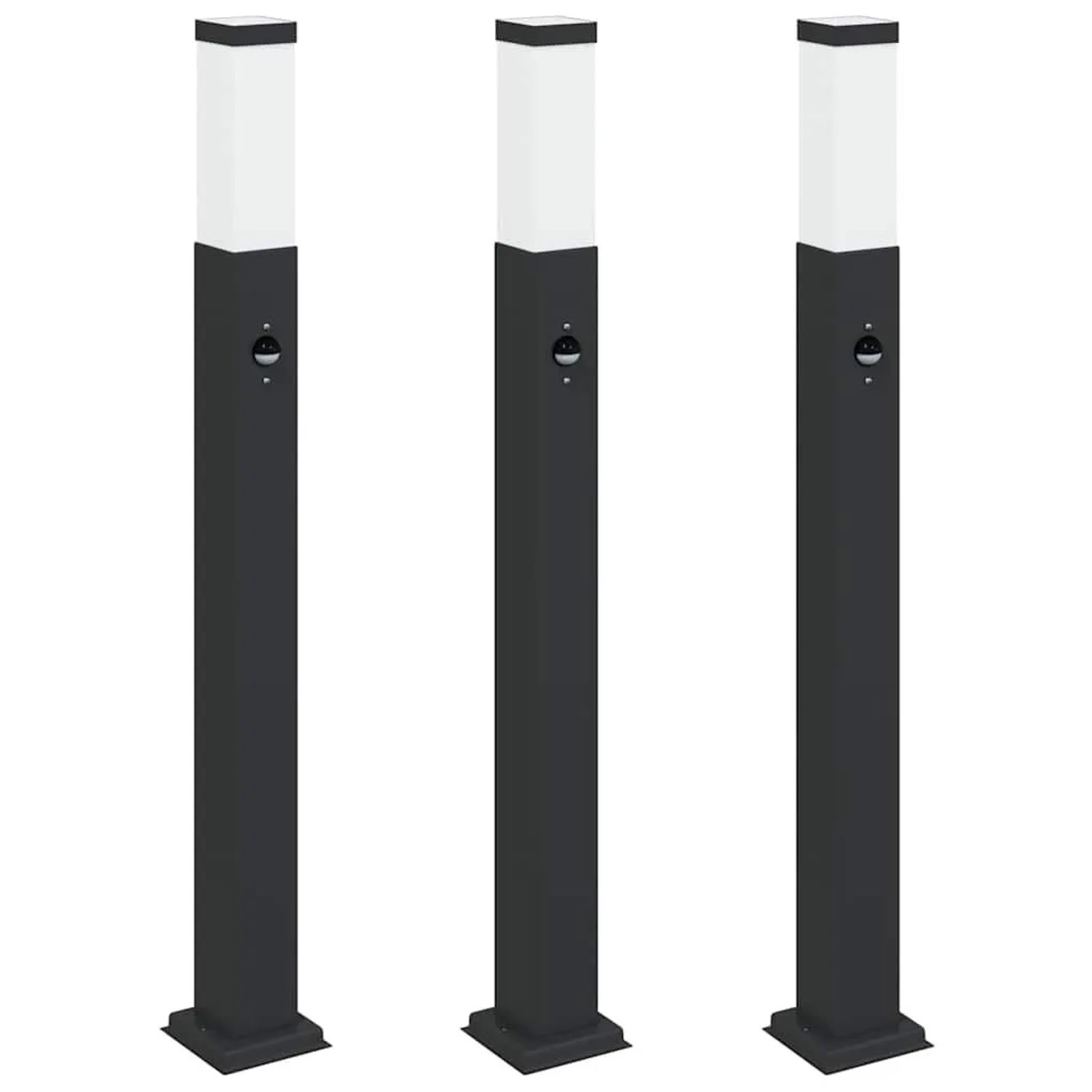 vidaXL Pollerleuchten mit Sensor 3 Stk 80 cm Schwarz IP44 4006080