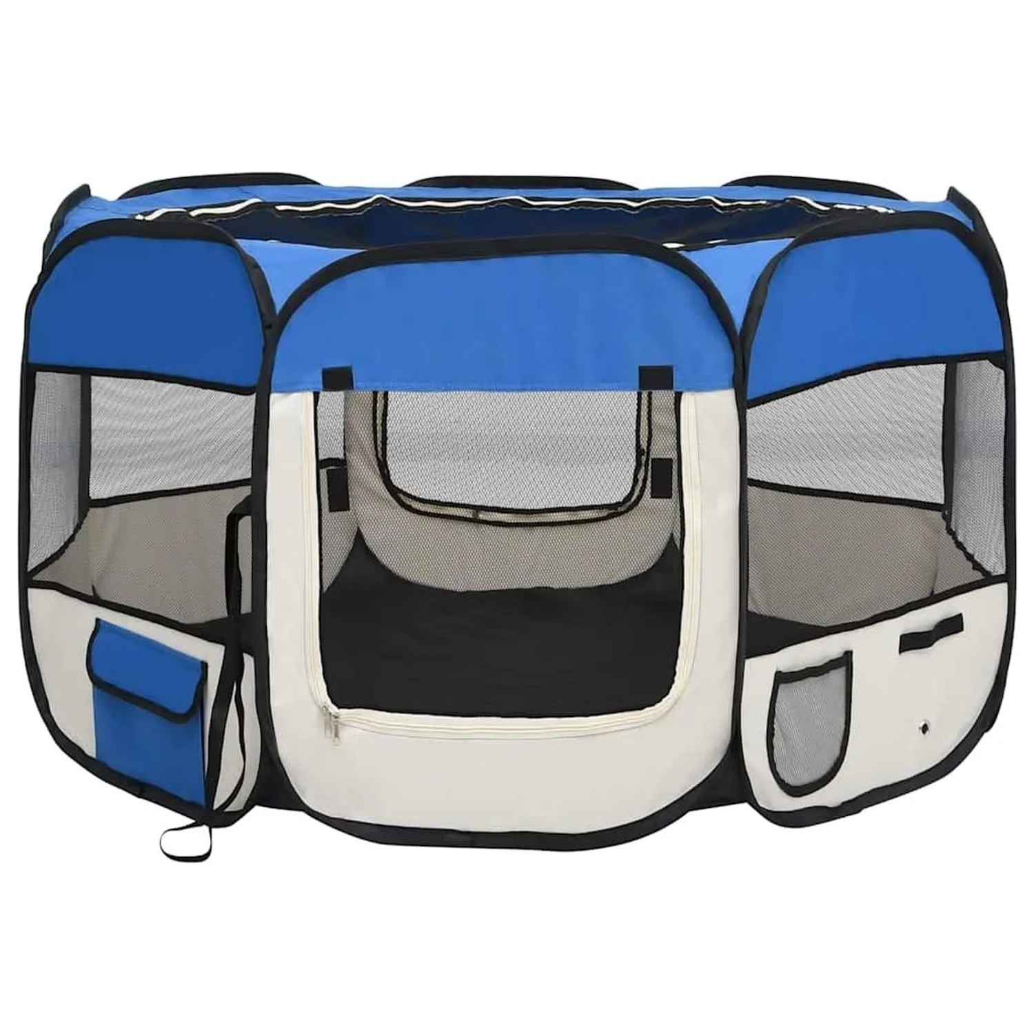 vidaXL Faltbarer Welpenlaufstall mit Tragetasche Blau 110x110x58 cm 171014