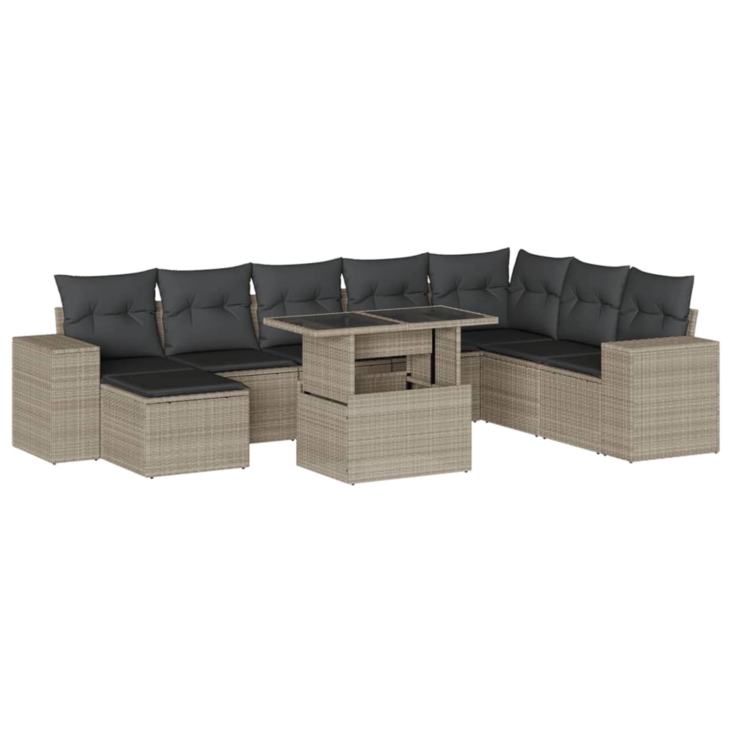 vidaXL 9-Tlg Garten-Sofagarnitur mit Kissen Hellgrau Poly Rattan 3269362 günstig online kaufen