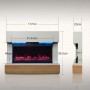 HOMAVO Elektrokamin mit Schrank, 36 Zoll, 1000/2000W, weiße Umrandung, Holzsockel, Maße eingeblendet.