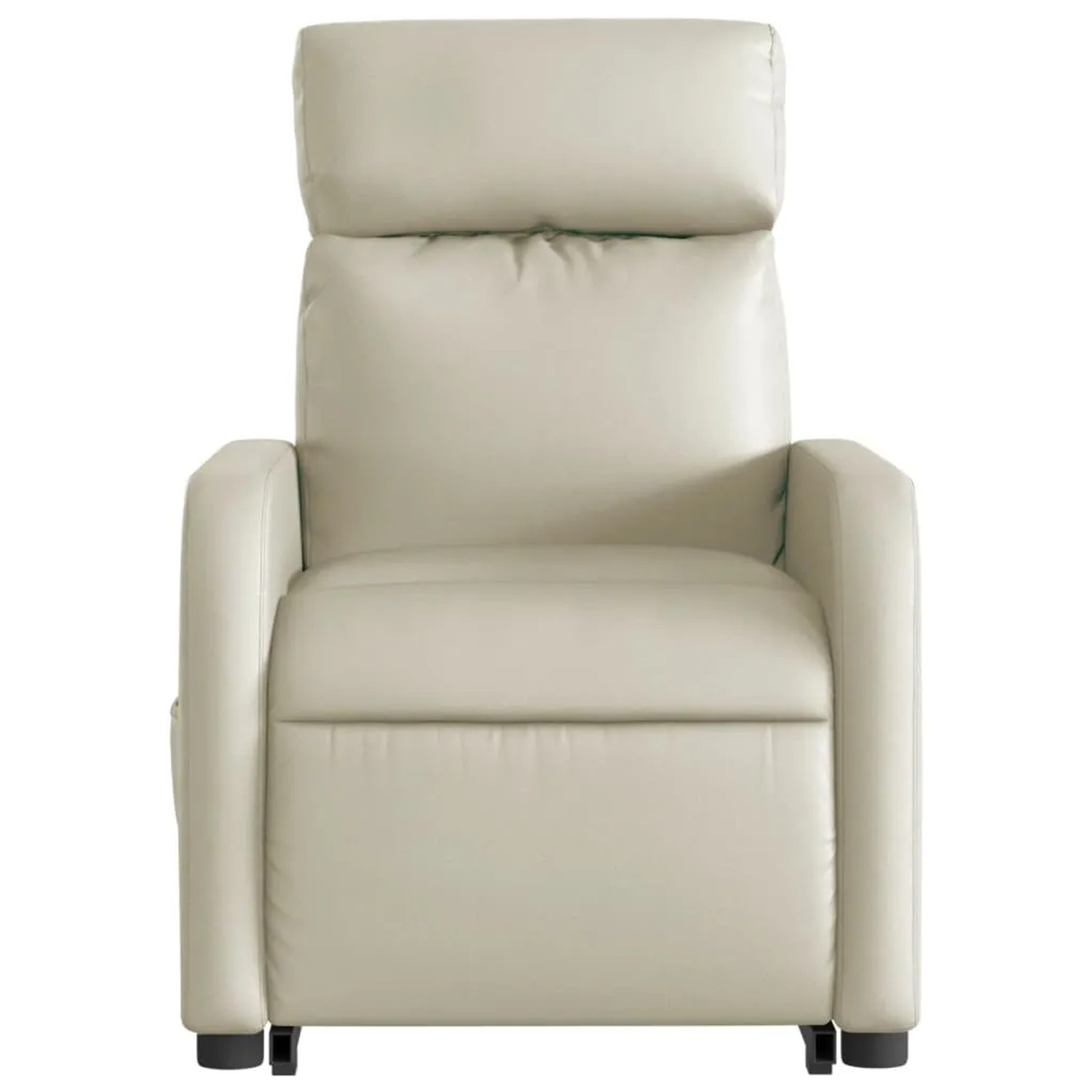 Cremefarbener Massagesessel mit Aufstehhilfe aus Kunstleder, Relaxsessel für Senioren.