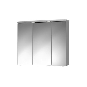 Jokey Spiegelschrank Trava, 75x65 cm, alufarben, mit 3 Spiegeltüren und LED-Beleuchtung.