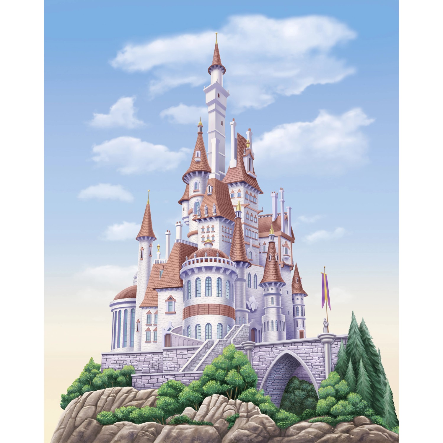 Komar Vlies Fototapete Disney Princess Belle Castle Mehrfarbig günstig online kaufen