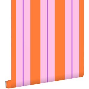 ESTAhome Tapete Streifen Orange Und Rosa 50 X 900 Cm 131678