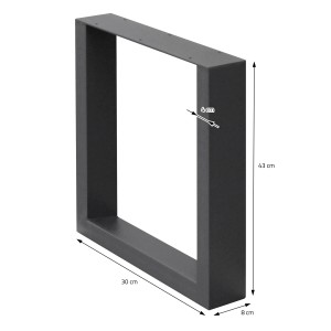 Anthrazitfarbenes Tischbein (30x43 cm) von ECD Germany aus pulverbeschichtetem Stahl.
