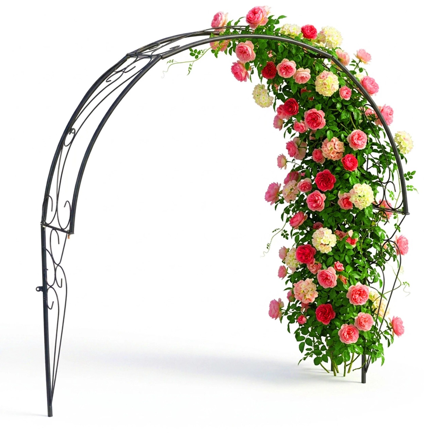 Relaxdays Rosenbogen Halbbogen Stahl Schwarz Wetterfest 105 cm x 100 cm x 21 cm