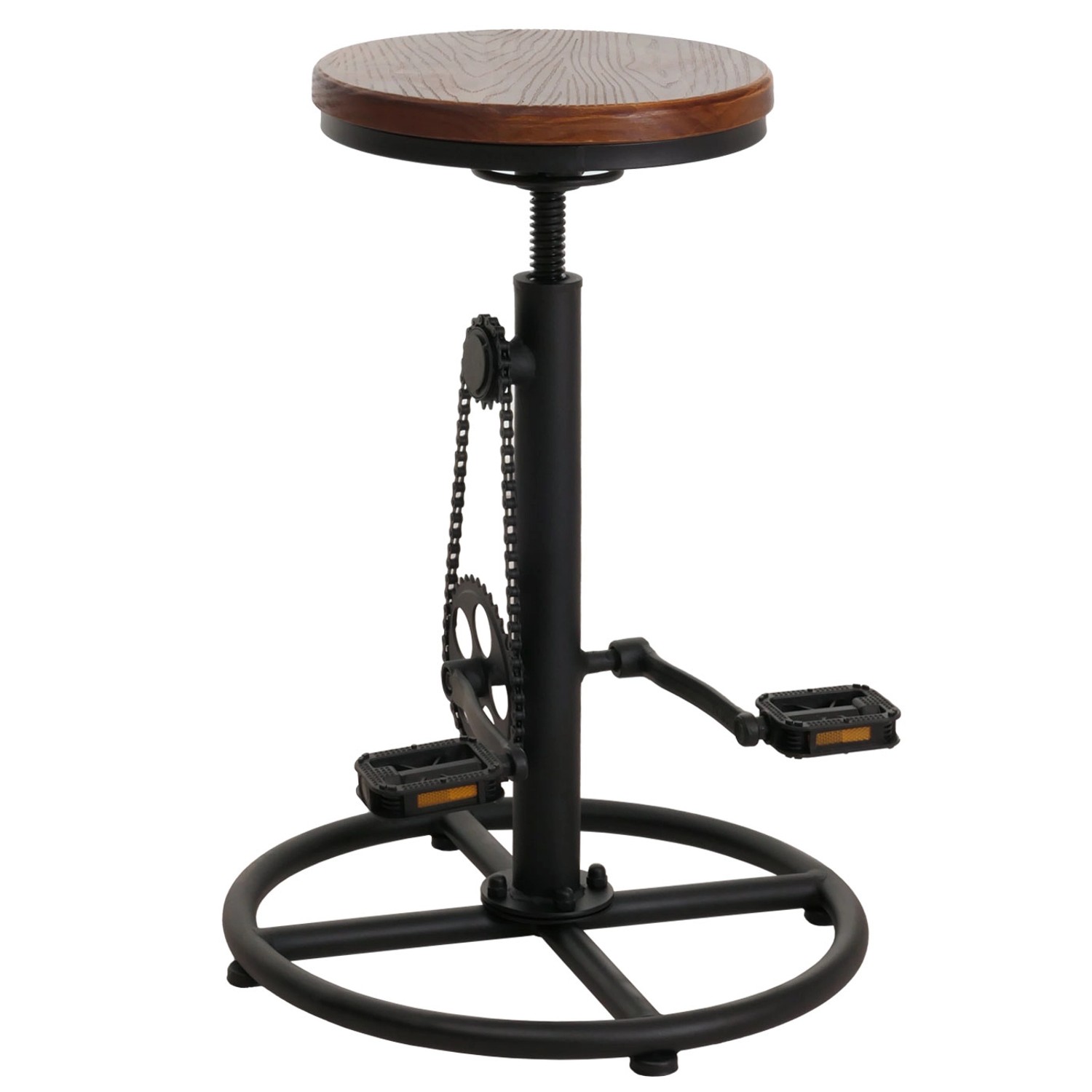 Braunes Bartisch-Set: Bartisch mit 2 Barhockern im Industrie-Design, höhenverstellbar.