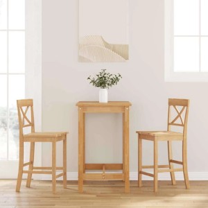 vidaXL Barhocker 2 Stk Natur Massivholz Gummibaum 4102550