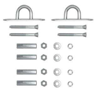 2er Set AMANKA Schwerlast Befestigung für Schaukel & Hängesessel. Verzinkte Metallhaken, Schrauben, Dübel für Decke/Wand.