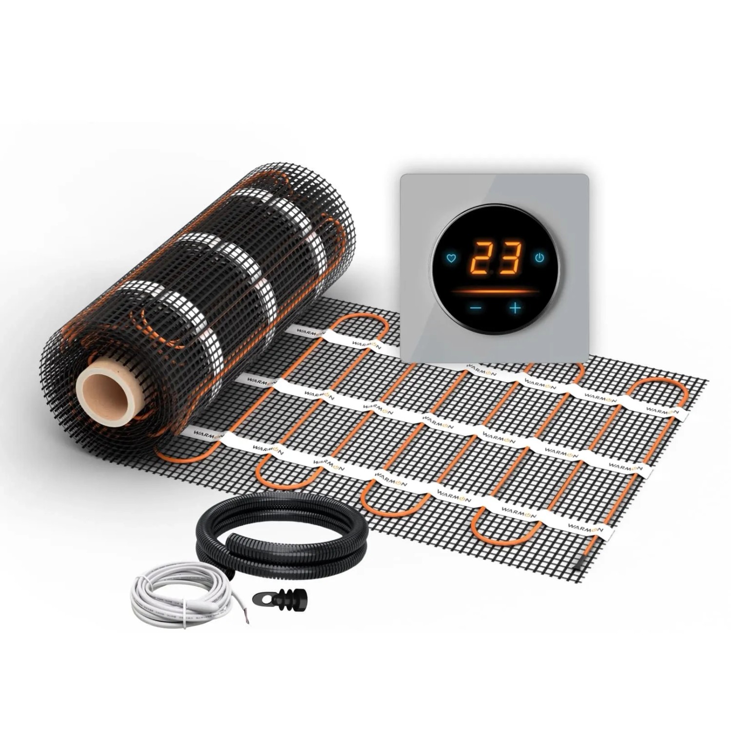 WARMON Fußbodenheizung Elektrisch ULTRA 200 W/m² mit WiFi Thermostat OKE 25 Grau 2,5 m²