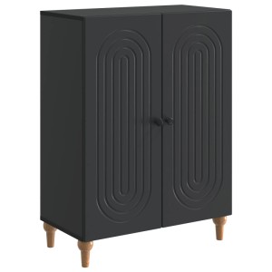 Schwarzes vidaXL Sideboard (66x34,5x90 cm) aus Holzwerkstoff mit Türen und Füßen.