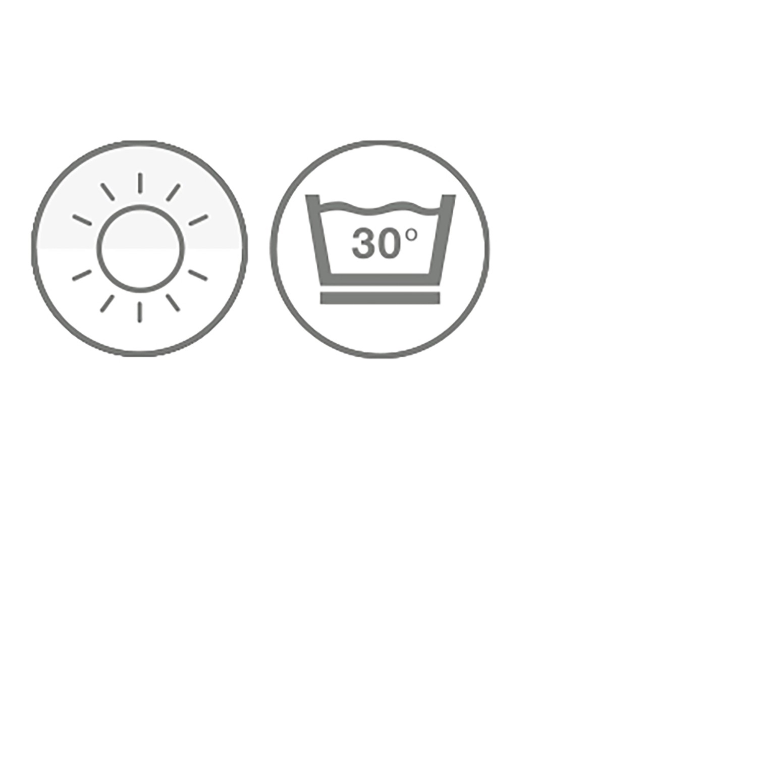 Pflegehinweise: Raffrollo waschbar bei 30 Grad, nicht bleichen.