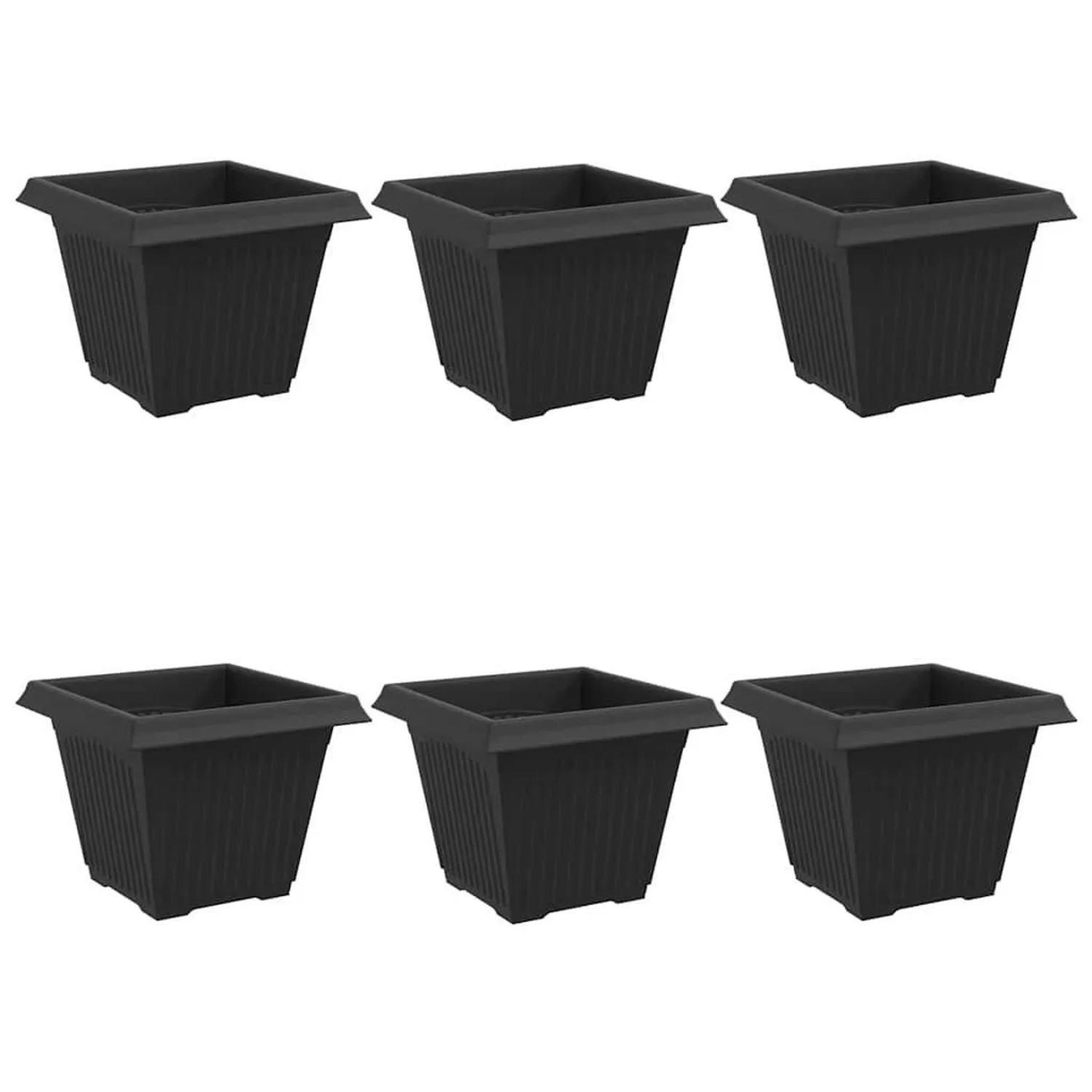 vidaXL Quadratischer Blumentopf 6 Stk Schwarz 38 x 38 x 30 cm 42020339