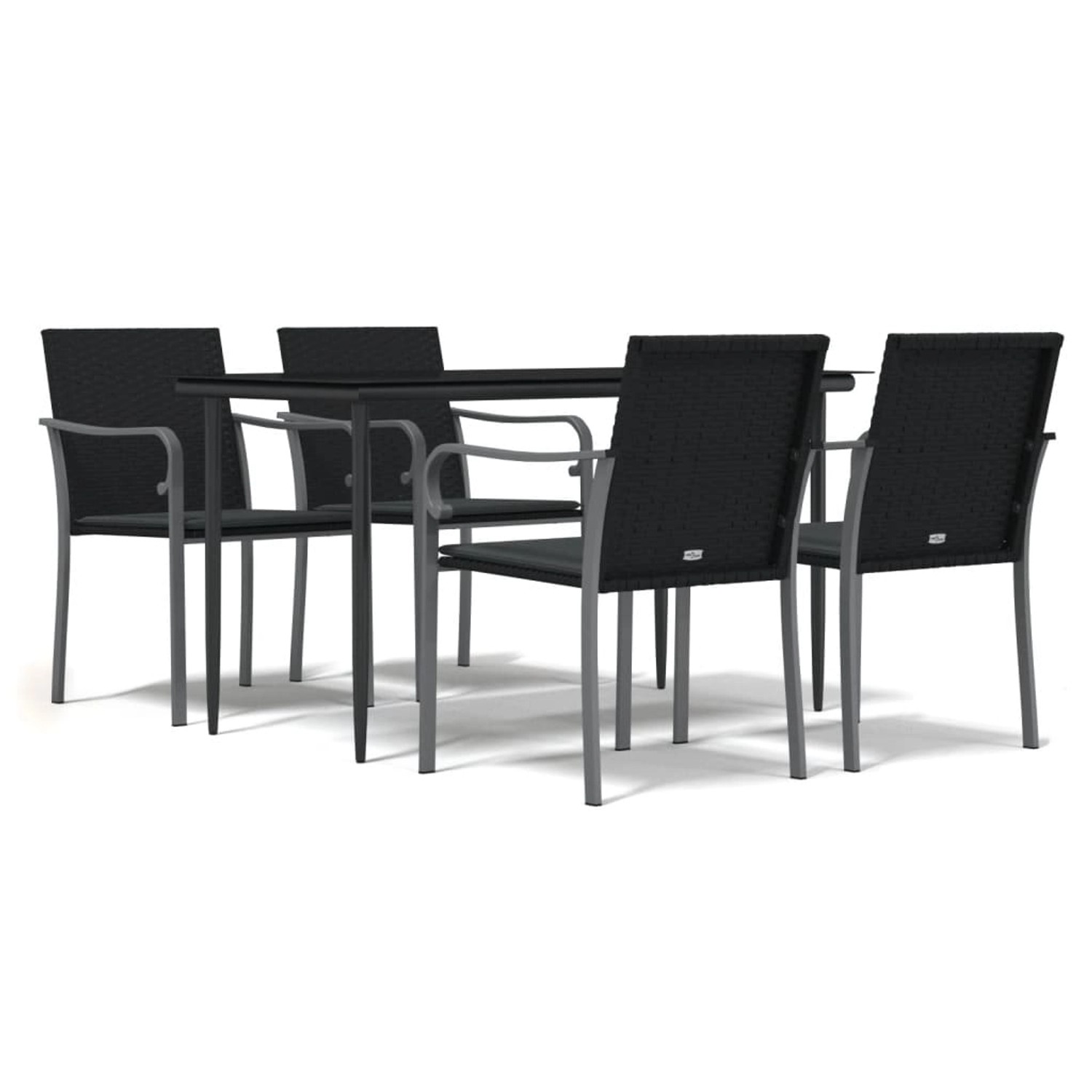 vidaXL 5-Tlg Garten-Essgruppe mit Kissen Poly Rattan und Stahl 3186943