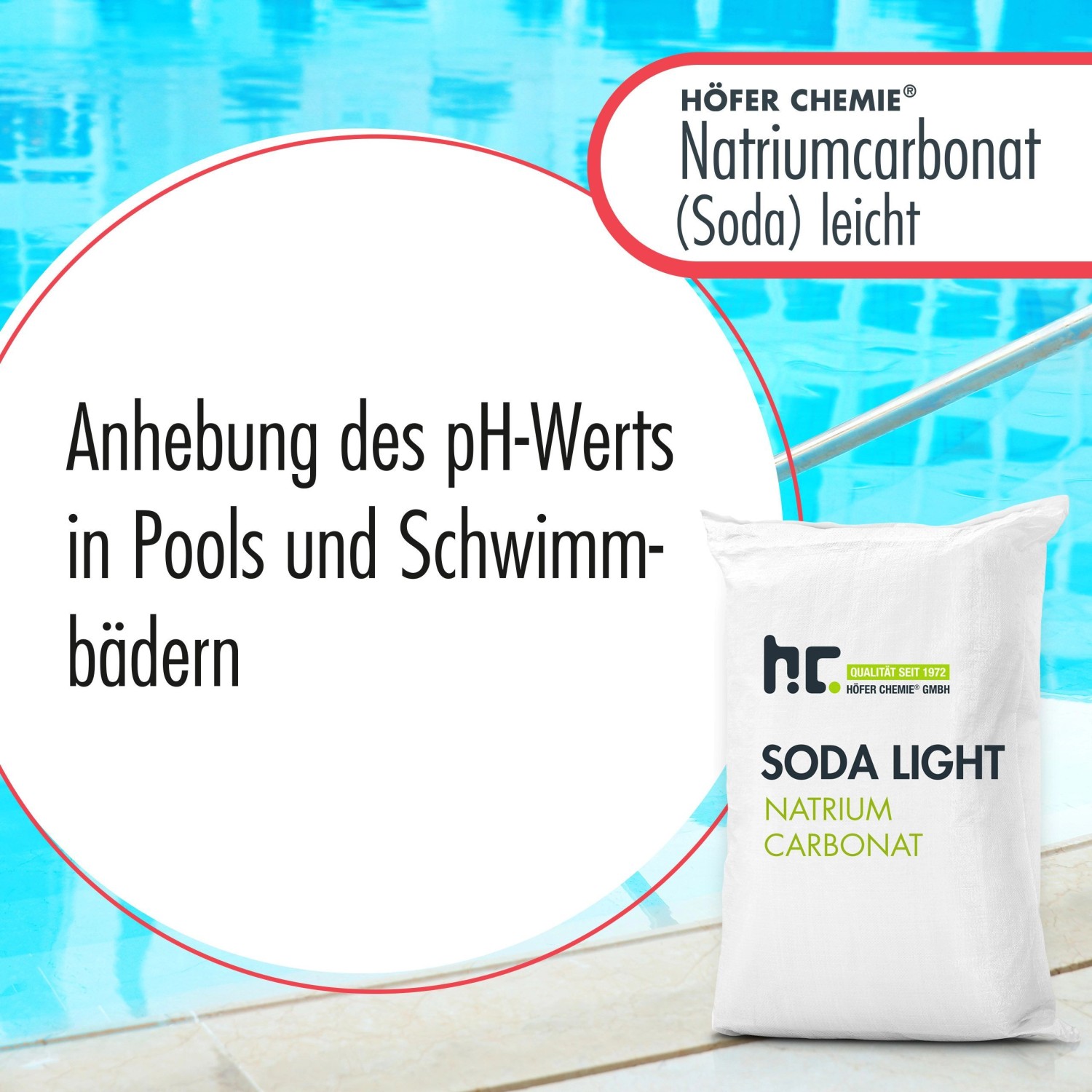 Sack Höfer Chemie Natriumcarbonat Soda zur pH-Wert Regulierung im Pool.