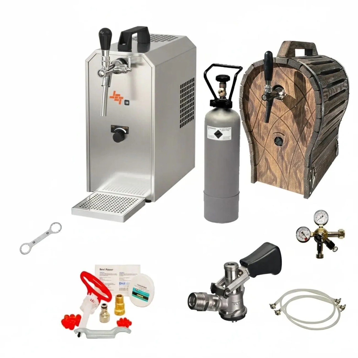 Ich-Zapfe Zapfanlage Jet 30 Trockenkühler 1- 35 L/h Holzfass Zapfkopf Kombi Silber Metall