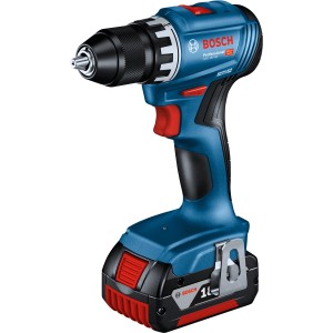 Bosch Professional Akku-Bohrschrauber GSR 18V-45, blau/schwarz, mit Akku und Ladegerät.