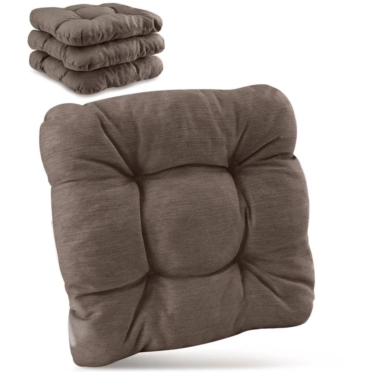 Beautissu HighLux SK Stuhlkissen 40x40x8cm Taupe 4tlg