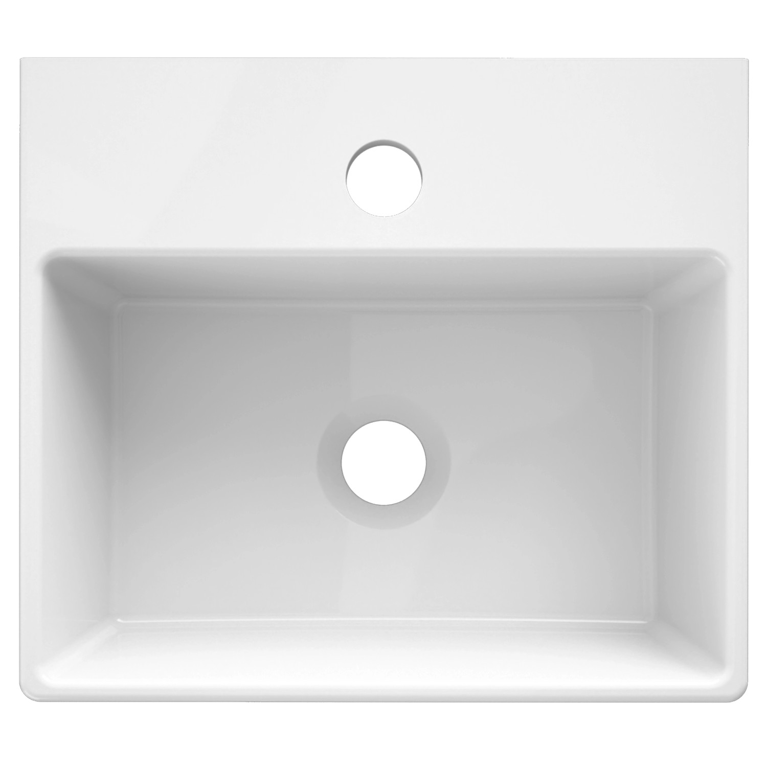 Weißes Domberg Handwaschbecken (33,5x29,5 cm) mit Hahnloch, geeignet für Gäste-WC.