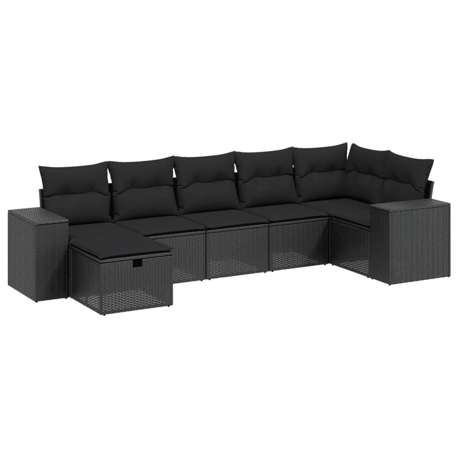 vidaXL 7-tlg Garten-Sofagarnitur mit Kissen Schwarz Poly Rattan Modell 179 günstig online kaufen